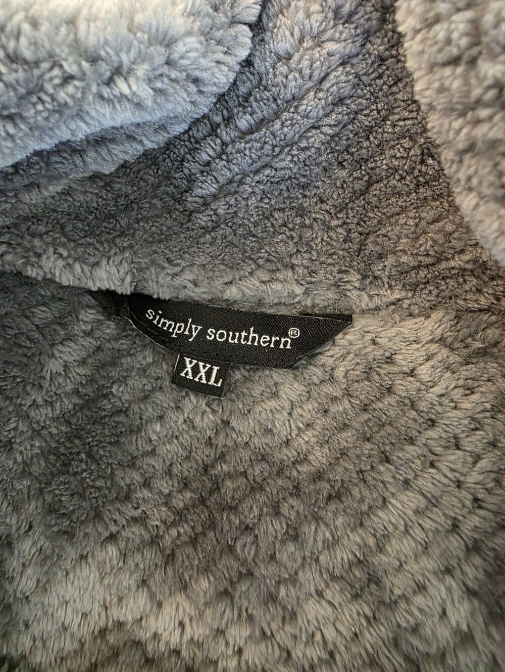 Simply Southern Women’s XXL Gray Sherpa Fleece Buffalo Plaid Snap Pullover - Picture 5 of 14